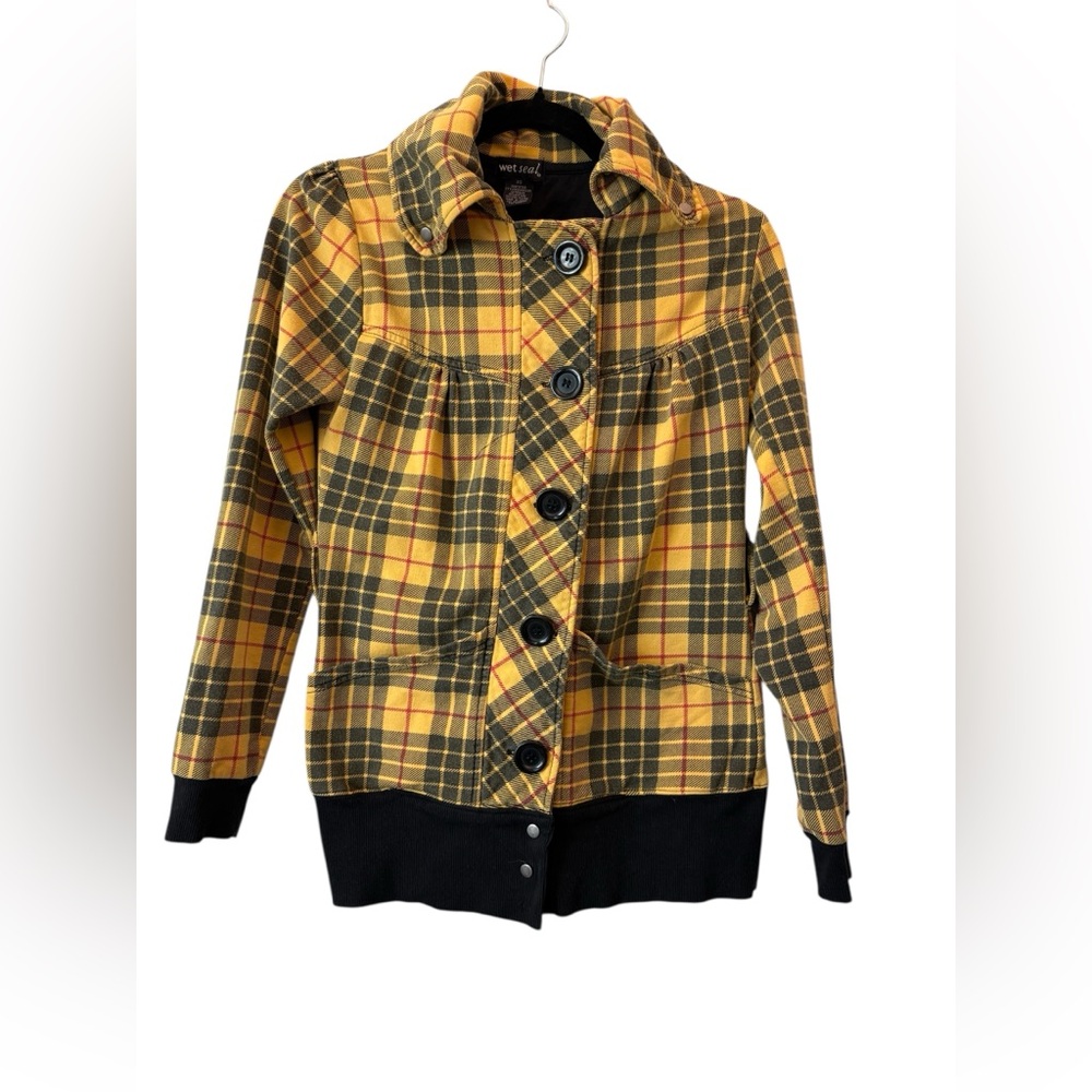 Wet Seal Clueless Yellow and Black Plaid Jacket 90s Y2K